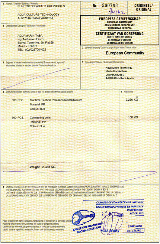 Certificate of Origin